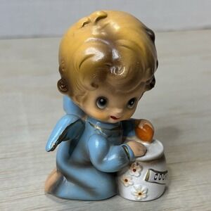 Josef Originals Wee Folks Blonde Baby Angel Sneaking In COOKY Jar VTG Porcelain